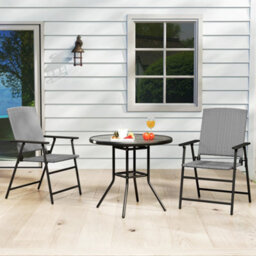 Outsunny 2Pcs Rattan Chair Foldable Garden Furniture W/ Armrest Grey - thumbnail 8