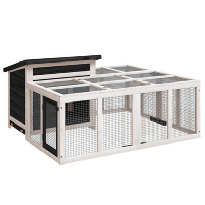 Berkfield Rustic Rabbit Hutch Grey 144X123X67.5 Cm Solid Wood Pine - image 1