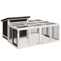Berkfield Rustic Rabbit Hutch Grey 144X123X67.5 Cm Solid Wood Pine - thumbnail 1
