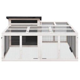 Berkfield Rustic Rabbit Hutch Grey 144X123X67.5 Cm Solid Wood Pine - thumbnail 3