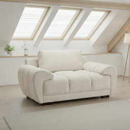 Furnishings For Less UK Zura Cream Plush Velvet Large Armchair Pillow Back Wooden Legs