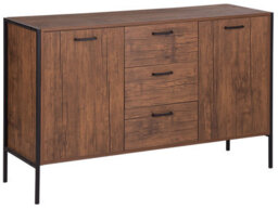 Beliani Industrial Sideboard Dark Brown With Black Steel Frame, 3 Drawers 2 Cabinets, W123 X D39 X H78Cm - thumbnail 3