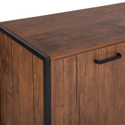 Beliani Industrial Sideboard Dark Brown With Black Steel Frame, 3 Drawers 2 Cabinets, W123 X D39 X H78Cm - thumbnail 7