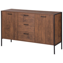 Beliani Industrial Sideboard Dark Brown With Black Steel Frame, 3 Drawers 2 Cabinets, W123 X D39 X H78Cm - thumbnail 5