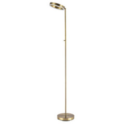 Happy Homewares Modern Led Halo Ring Floor Lamp In Antique Brass With Cct Dimmer - thumbnail 2