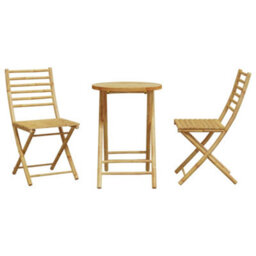 Walplus 3 Piece Bistro Set Bamboo For Garden Backyard, Balcony - Cushion Not Included - thumbnail 4