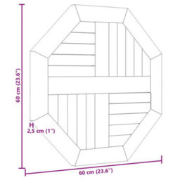 Berkfield Table Top 60X60X2.5 Cm Octagonal Solid Wood Teak - thumbnail 7