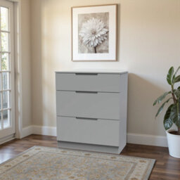 Messina Ready Assembled Matt Grey No Effect 3 Drawer Deep Chest (H)875mm (W)740mm (D)390mm - thumbnail 1