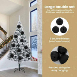Vidaxl Christmas Bauble Set Xxl 3 Pcs Black Plastic - thumbnail 7