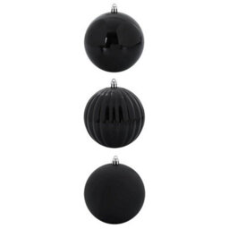 Vidaxl Christmas Bauble Set Xxl 3 Pcs Black Plastic - thumbnail 2