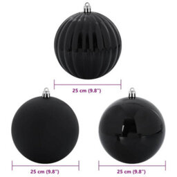 Vidaxl Christmas Bauble Set Xxl 3 Pcs Black Plastic - thumbnail 5