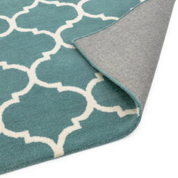 Ogee Duck Egg Wool Geometric Luxurious Modern Handmade Easy To Clean Rug For Living Room And Bedroom-120Cm X 170Cm - thumbnail 3
