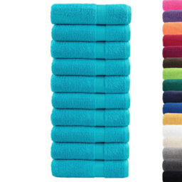 Berkfield Durable Premium Hand Towels Solund 10 Pcs Turquoise 50X100 Cm 600 Gsm