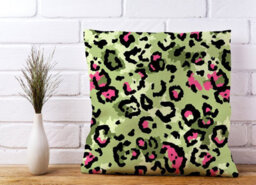 Warren Reed Designer Green And Pink Leopard Print Cushions 45Cm X 45Cm - thumbnail 2