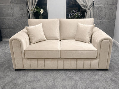 Lilly Plush Velvet Sofa - Modern Sofa Collection - Cream 2 Seater