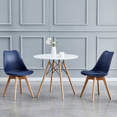 MCC Direct Set Of 2 Dining Chairs With Solid Wooden Legs And Seat Cushion Pad Blue- Eva By Mcc - image 1