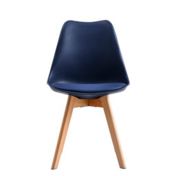 MCC Direct Set Of 2 Dining Chairs With Solid Wooden Legs And Seat Cushion Pad Blue- Eva By Mcc - thumbnail 3
