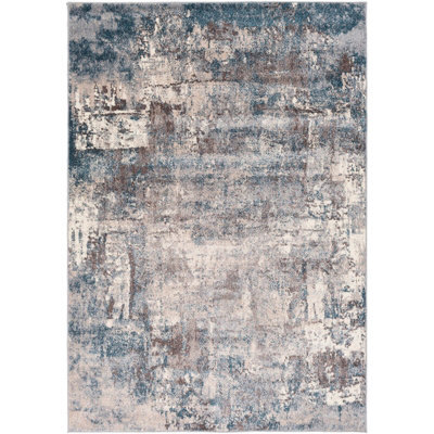 Livabliss Ankara-Abstract Blue Beige Modern Marble Living Dining Bedroom Rug 140 X 200 Cm Easy Care, Non Shedding - image 1