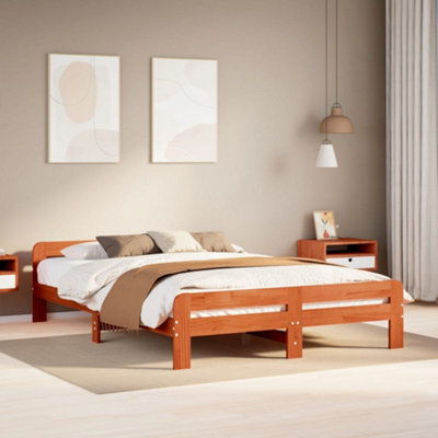 Berkfield Bed Frame Without Mattress Wax Brown 150X200 Cm King Size Solid Wood Pine - image 1