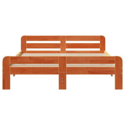 Berkfield Bed Frame Without Mattress Wax Brown 150X200 Cm King Size Solid Wood Pine - thumbnail 4