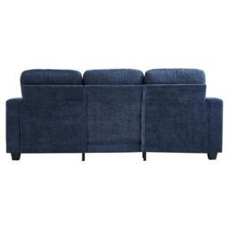 Living And Home 3-Seater Blue Chenille Upholstered Sofa With Pillows - thumbnail 4