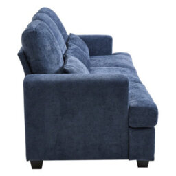 Living And Home 3-Seater Blue Chenille Upholstered Sofa With Pillows - thumbnail 3