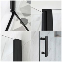 Homestylestore Black Walk In Wet Room Hinged Door Shower Enclosure And White Tray With Fast Flow Waste 1400 X 800mm - thumbnail 3