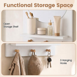 Costway Wooden Wall-Mounted Mirror With Wall Brackets & Expansion Screws For Entryway - thumbnail 8