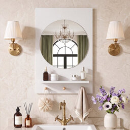 Costway Wooden Wall-Mounted Mirror With Wall Brackets & Expansion Screws For Entryway - thumbnail 5