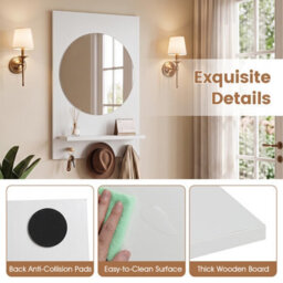 Costway Wooden Wall-Mounted Mirror With Wall Brackets & Expansion Screws For Entryway - thumbnail 6