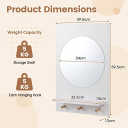 Costway Wooden Wall-Mounted Mirror With Wall Brackets & Expansion Screws For Entryway - thumbnail 2