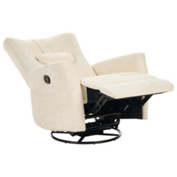 Beliani Rocking Recliner Chair Rea Swivel Chenille Light Beige - thumbnail 5