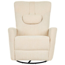 Beliani Rocking Recliner Chair Rea Swivel Chenille Light Beige - thumbnail 6
