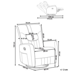 Beliani Rocking Recliner Chair Rea Swivel Chenille Light Beige - thumbnail 3