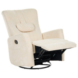 Beliani Rocking Recliner Chair Rea Swivel Chenille Light Beige