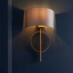 2 Pack Antique Gold Leaf Wall Light & Mink Satin Shade Dimmable Filament Lamp - thumbnail 4