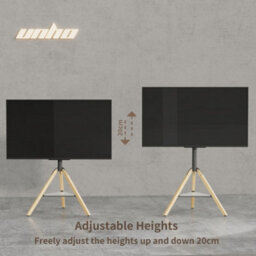 "Fativo  Hoxton Tv Floor Stand Free-Standing Tripod Tv Unit With Solid Wood Legs, 40""-75"", White" - thumbnail 3