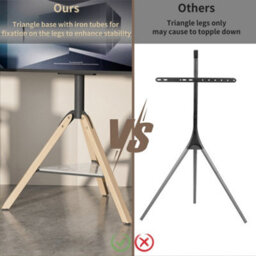 "Fativo  Hoxton Tv Floor Stand Free-Standing Tripod Tv Unit With Solid Wood Legs, 40""-75"", White" - thumbnail 4