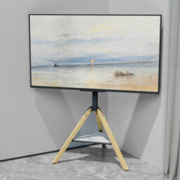 "Fativo  Hoxton Tv Floor Stand Free-Standing Tripod Tv Unit With Solid Wood Legs, 40""-75"", White" - thumbnail 9