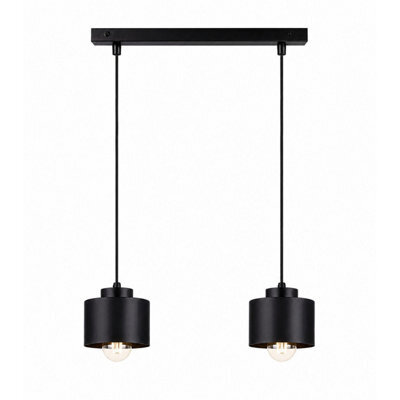Luminosa Lighting Luminosa Simply Bar Pendant Ceiling Light Black 2X E27 - image 1