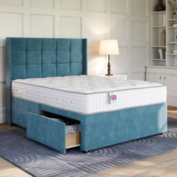 Divan Base Direct Plush Teal Platform Top Divan Bed No Storage Base Only 2Ft6 Small Single