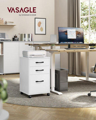 LEDREM Mobile File Cabinet, 3 Drawers Filing Cabinet With Wheels, For Home Office, For A4, Letter Sized Documents, Cloud White - image 1
