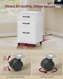 LEDREM Mobile File Cabinet, 3 Drawers Filing Cabinet With Wheels, For Home Office, For A4, Letter Sized Documents, Cloud White - thumbnail 6
