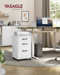 LEDREM Mobile File Cabinet, 3 Drawers Filing Cabinet With Wheels, For Home Office, For A4, Letter Sized Documents, Cloud White - thumbnail 3