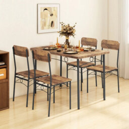 5 Piece Industrial Coffee Kitchen Dining Table And Chair - thumbnail 1