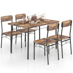 5 Piece Industrial Coffee Kitchen Dining Table And Chair - thumbnail 6