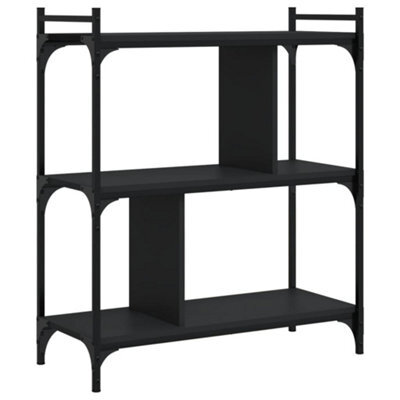 Berkfield Industrial Bookcase 3-Tier Black 76X32X88 Cm Engineered Wood