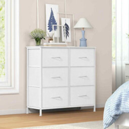 6-Drawer Fabric Storage Cabinet, Freestanding Chest Of Drawers For Bedroom, Hallway, Closet And Living Room, White