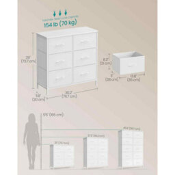6-Drawer Fabric Storage Cabinet, Freestanding Chest Of Drawers For Bedroom, Hallway, Closet And Living Room, White - thumbnail 2