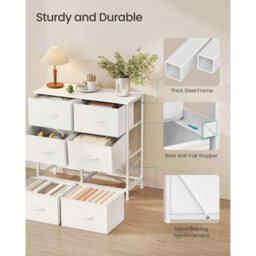 6-Drawer Fabric Storage Cabinet, Freestanding Chest Of Drawers For Bedroom, Hallway, Closet And Living Room, White - thumbnail 5